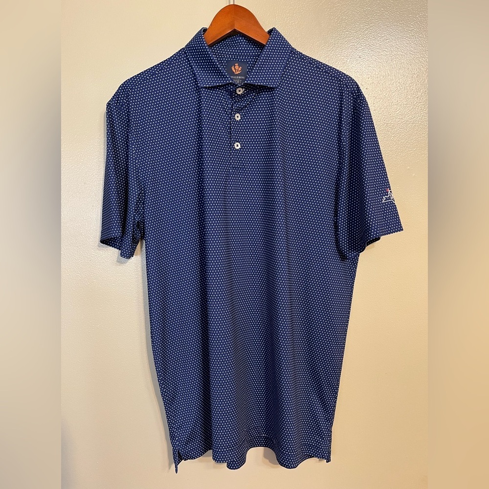 Donald Ross Sport Man’s Polo Shirt  Golf Blue Polka Dots Size L